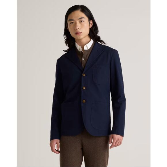 Quince Mens Organic Cotton Stretch Blazer in Charcoal Career Pockets NWT M - Picture 1 of 6